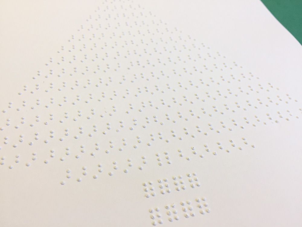 LivingPaintings's tweet photo. Our day just keeps getting better! In the post today - a #braille dot #Christmas tree with a brailled festive message from one of our young library members. Thank you so much Nikhil! #TouchToSee #Accessibility https://t.co/BV7btTEKGP