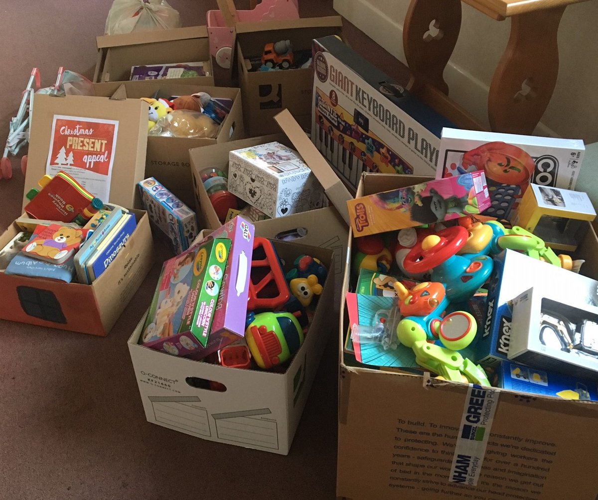 SkanskaUKplc's tweet photo. Our #highways colleagues in Devon together with @DevonCC this month took part in the @salvationarmy #presentappeal donating over 150 new, unwrapped toys & gifts for children who might not otherwise receive a #Christmas present. They're now being distributed to families. https://t.co/BoxapqdI4n