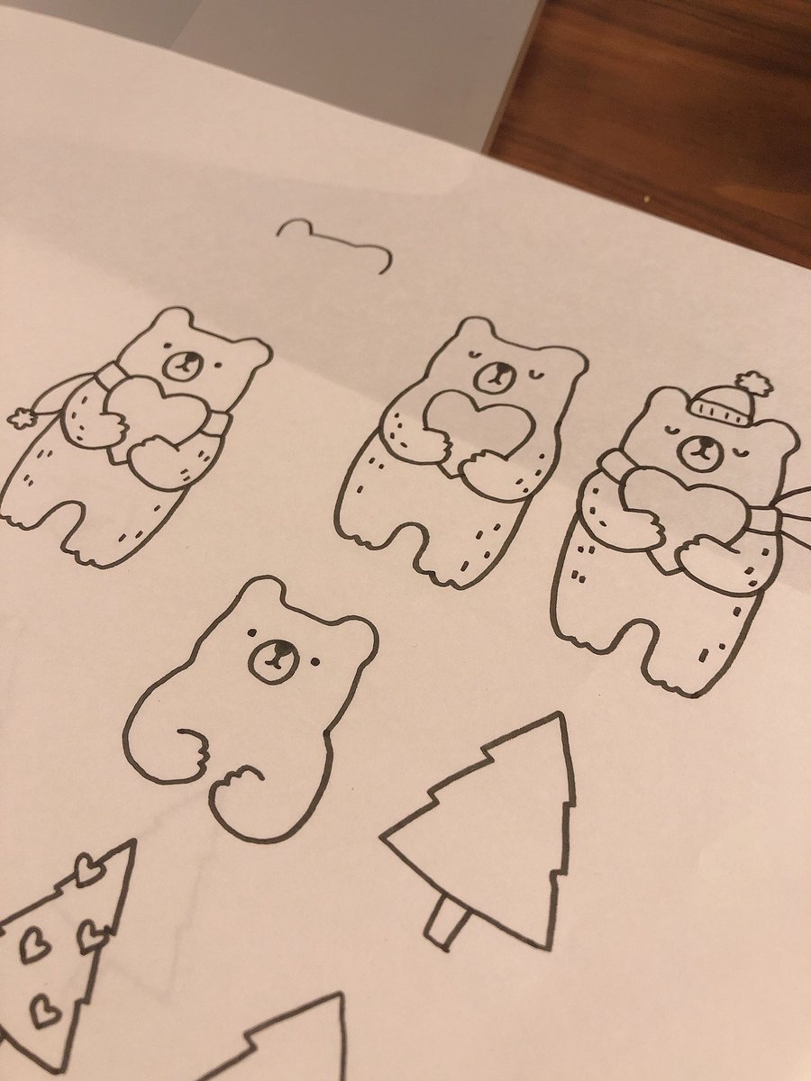 バレンタインにも使えるくまを描き描き🐻 