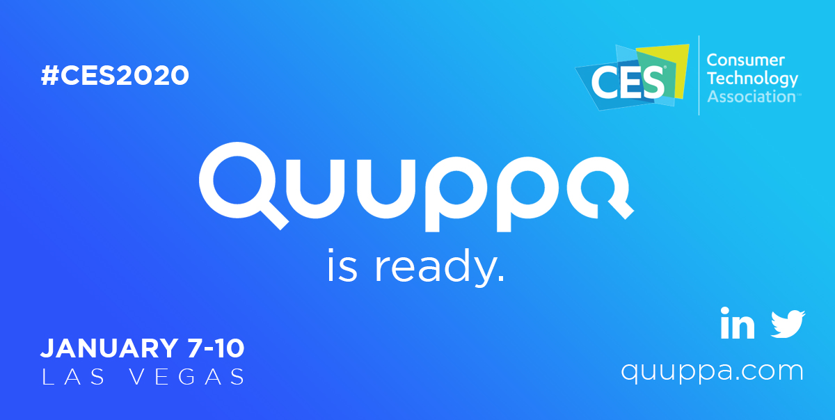 QuuppaTech's tweet photo. We'll be attending #CES2020 this year in #LasVegas from 7 - 10 January, meet us there!
https://t.co/gKb0pPWeOe
#QuuppaTech | #poweredByQuuppa | @CES https://t.co/CDXevyqQyT