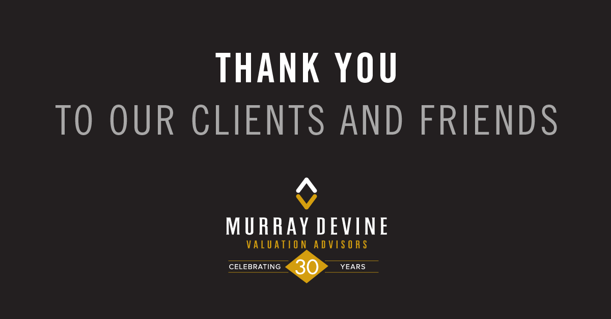 MurrayDevine's tweet photo. We’re so thankful for the 30 wonderful years we’ve had in the #valuation business and look forward to the next 30 years! https://t.co/GxIpl1kQpN