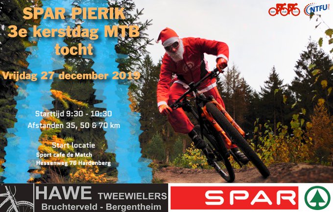 @MTBroutesNL @MTBActionNL @NTFU @Start2BikeNL 3e kerstadag is weer de #TCHWV spar pierik 3e kerstdag MTB tocht in Hardenberg.. Al jaren een begrip in Noord en Oost NL !!