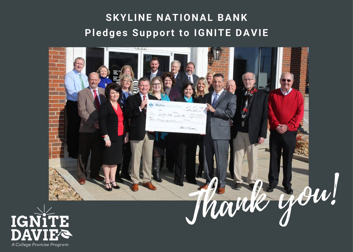 IgniteDavie's tweet photo. Thank you to Skyline National Bank for pledging your support to IGNITE Davie! Welcome to Davie County! #ignitedavie https://t.co/HEyi1qqBd4