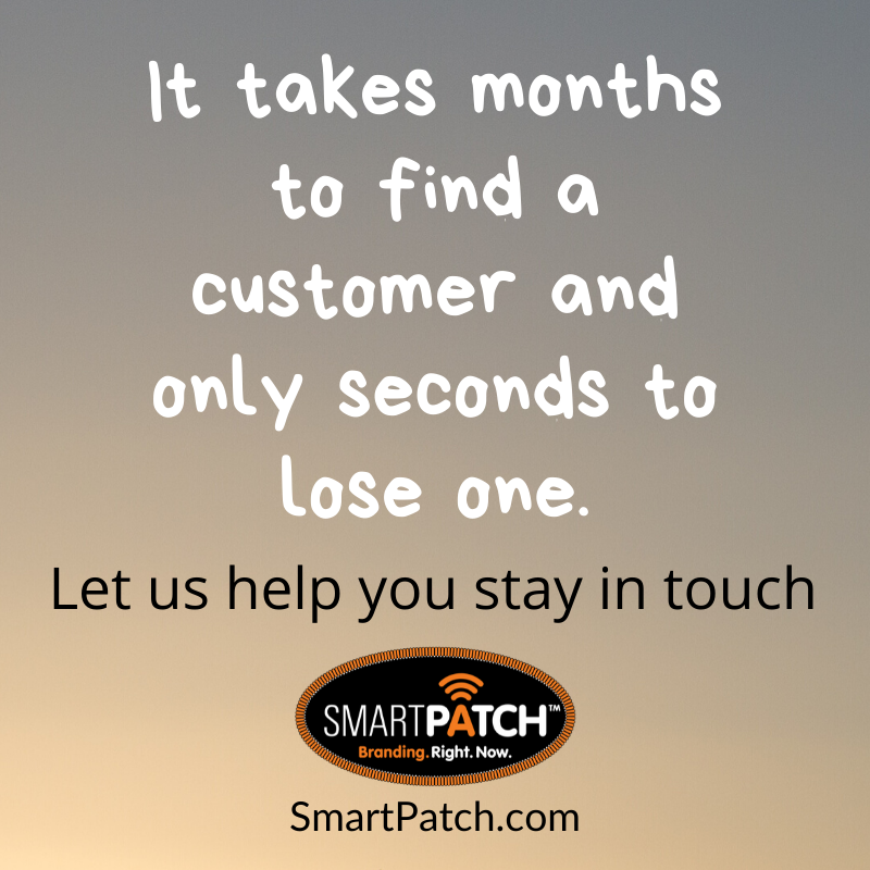 SMARTPATCHUSA's tweet photo. It takes months to find a customer and only seconds to lose one. Let us help you stay in touch with SmartPatch. #customerexperience #customerengagement #brandloyalty #smartpatch #swypeit https://t.co/MCSgKA0Xiv