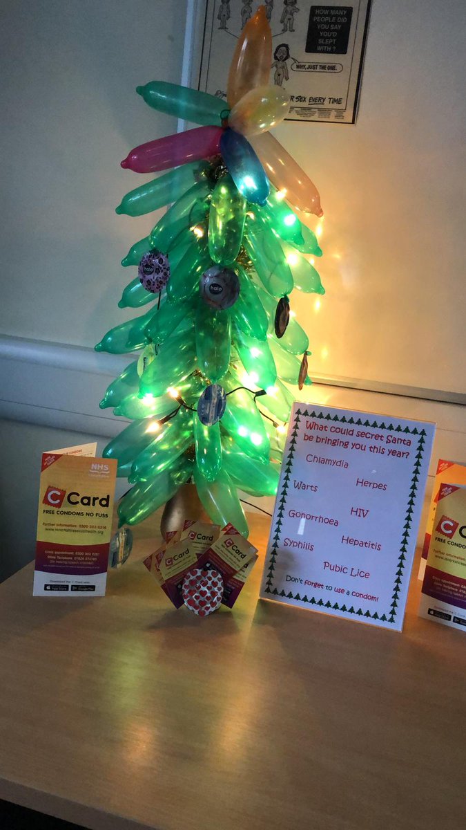 NHSLHI's tweet photo. What could Secret Santa be bringing you this year..........!?Don't get caught out by putting yourself at risk, get your free condoms from any C Card Centre before the festive season starts https://t.co/a7PHA0zyxT #FestiveFun #SaferSex #CondomTree https://t.co/Ldm3HZWjs4