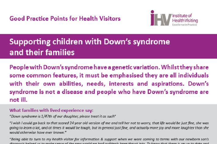 iHV delighted to share two new Good Practice Points for members - 
1. Supporting children with Down’s syndrome and their families
2. Supporting children with Down’s syndrome: growth, feeding and development
 bit.ly/2QeF20H
#DownsSyndrome  #DownSyndrome #healthvisiting