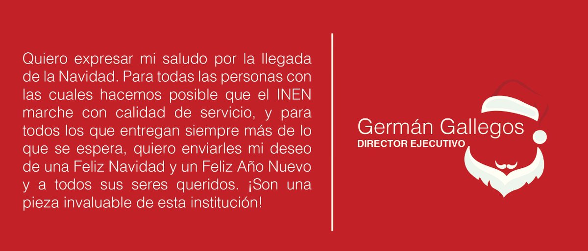 GermanGallegosC's tweet photo. Quiero expresar mi saludo por la llegada de la Navidad para todas las personas con las cuales hacemos posible que el @INEN_EC marche con calidad de servicio. #MisiónNavidad https://t.co/DiTIFnSgy0