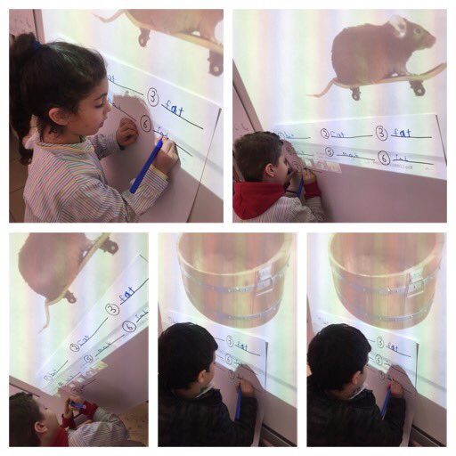 ghina_jomaa's tweet photo. This is how KG3C learners enjoy building sentences using high frequency words(I,see,a,like,we,am,& go to) & writing cvc words(_at family).#cvcwords #HFWs #Building #senteces #phonics @DawhaHighSchool @FThaalby @RanaDemasi https://t.co/pLWtUhuGj3