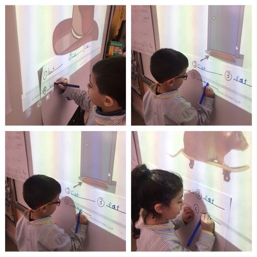 ghina_jomaa's tweet photo. This is how KG3C learners enjoy building sentences using high frequency words(I,see,a,like,we,am,& go to) & writing cvc words(_at family).#cvcwords #HFWs #Building #senteces #phonics @DawhaHighSchool @FThaalby @RanaDemasi https://t.co/pLWtUhuGj3