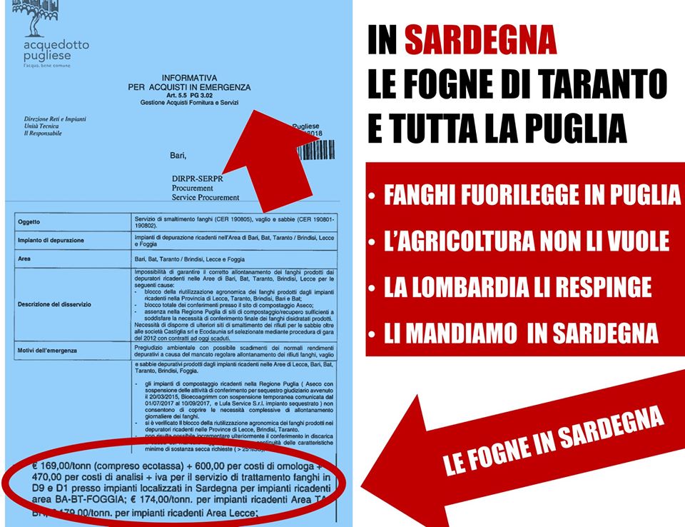 movimentoSardo's tweet photo. ++++ ecco le prove, le fogne di Taranto ( zona Ilva) e tutta la Puglia le mandiamo in Sardegna

il documento che conferma tutto: stanno mandando in Sardegna i fanghi fognari della Puglia che nessuno vuole

segue...
https://t.co/2qO3bNbv2R https://t.co/EgPnGUt8Pk