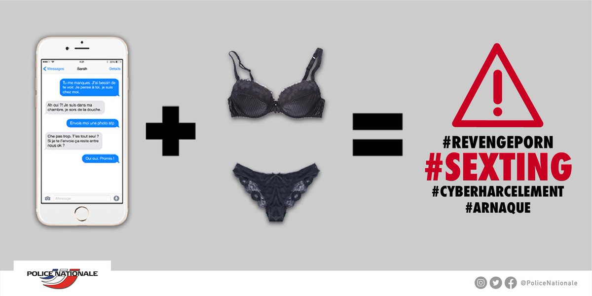 Prefet971's tweet photo. #Sexting Que vous soyez un homme ou une femme, réfléchissez avant d’envoyer des photos sexy à quelqu'un. La menace du #RevengePorn est toujours là. Si vous en êtes victime, déposez plainte auprès des forces de l'ordre.
📌La vengeance pornographique est sanctionnée par la loi. https://t.co/tBPYU7ckva