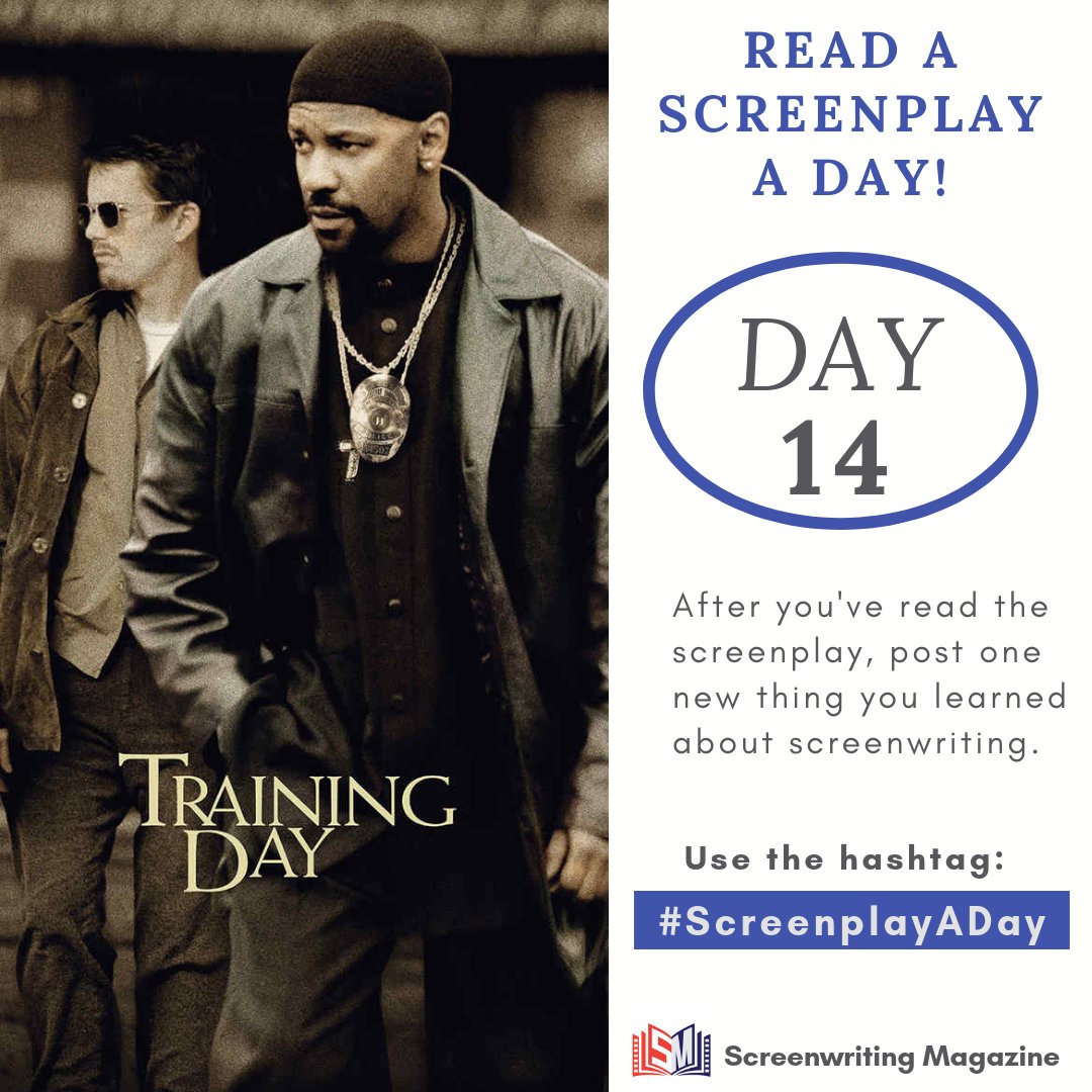 WritingMag's tweet image. #ScreenplayADay Script #14: TRAINING DAY

Training Day Written by David Ayer
bit.ly/TrainingDay-Sc…

Read, comment, and share with your #screenwriting and #writing friends! Screenwriting Magazine @WritingMag #NationalScreenwritersDay