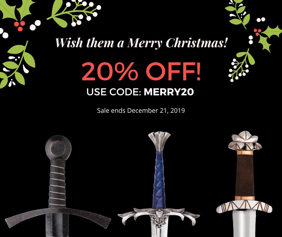 museumreplicas's tweet photo. Everyone loves a good gift, especially one that they wouldn't expect. It's the right time to grab these swords at 20% off! USE CODE: MERRY20. 
Shop here: https://t.co/ZN3LXeTHR8 https://t.co/vRf0jzOVn3