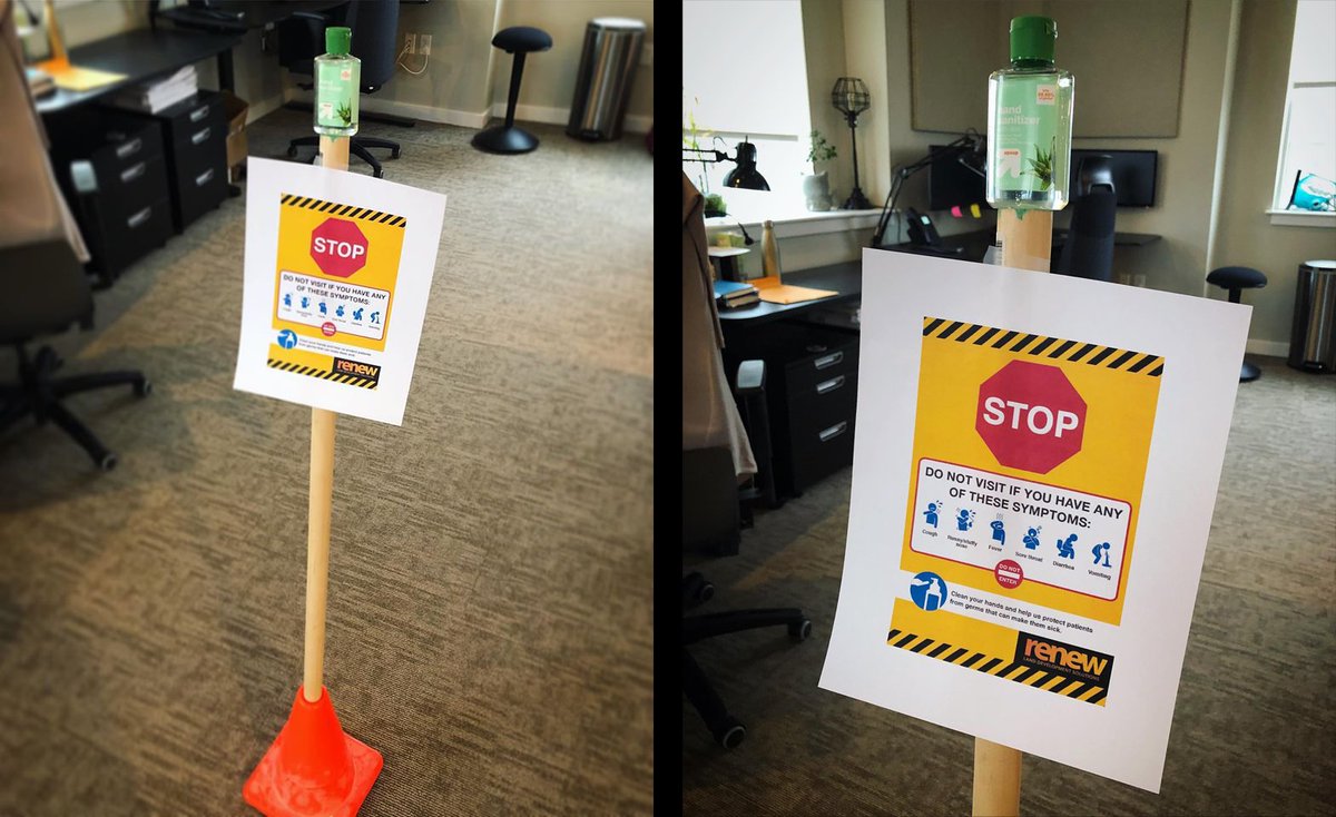 renewtweets's tweet photo. We are not taking any chances! Our #engineering, creative, & medical skills were put to the test w/this sign. So far, so good!
#RenewDesign #RenewDesignGroup #nogerms #officeflow #workflow #officeculture #healthy #health #landdevelopment #landscapearchitects #landplanners https://t.co/y0YZt2s7LZ