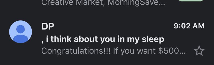FeliciaRay1001's tweet image. Let’s file this in the “Awkward Email Subject Lines” file. This would be a no-no for our business MKTG emails 😳 #creepy #EmailMarketing #emailsubjectline