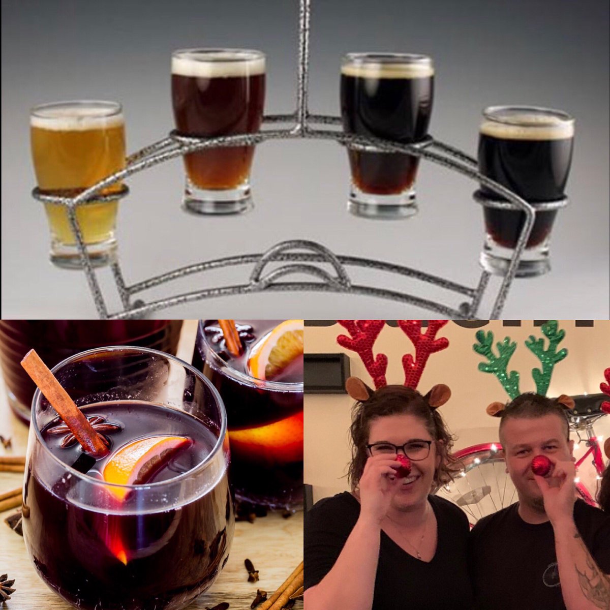 $5.00 flight night and $8.00 warm mulled wine tonight with Mike and Deb! Take time out of your crazy holiday schedule and have fun with these two! Maybe they will even let you wear they antlers! #flightnight #craftbeer #christmasales #funbartenders #thursdaynight #spokescraftbeer