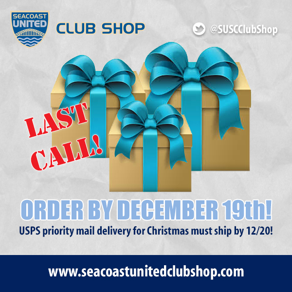 Last call!! Place your order today for Christmas delivery! 🎄🎅🎁<a href="/SUSCClubShop/">SUSC Club Shop</a> <a href="/SeacoastUnited/">Seacoast United</a> <a href="/SUSC_MA/">Seacoast United MA</a> <a href="/susc_maine/">SUSC Maine</a> seacoastunitedclubshop.com