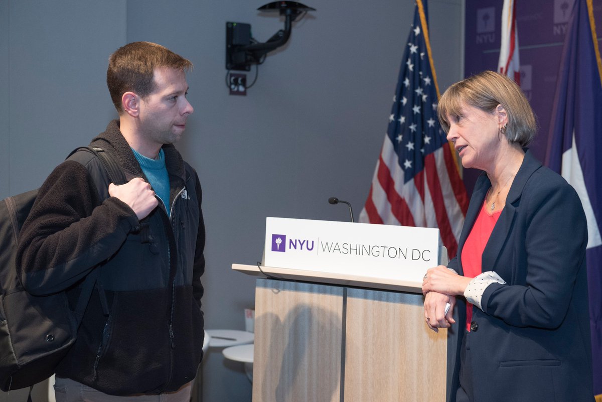 NYUSternEMBA's tweet photo. NYU Stern Dean Raghu Sundaram and #EMBAFaculty Professor Tensie Whelan talked about "Sustainability in Business" in a fireside chat at #SternEMBADC's Speaker Series! https://t.co/hLcab0zGJc