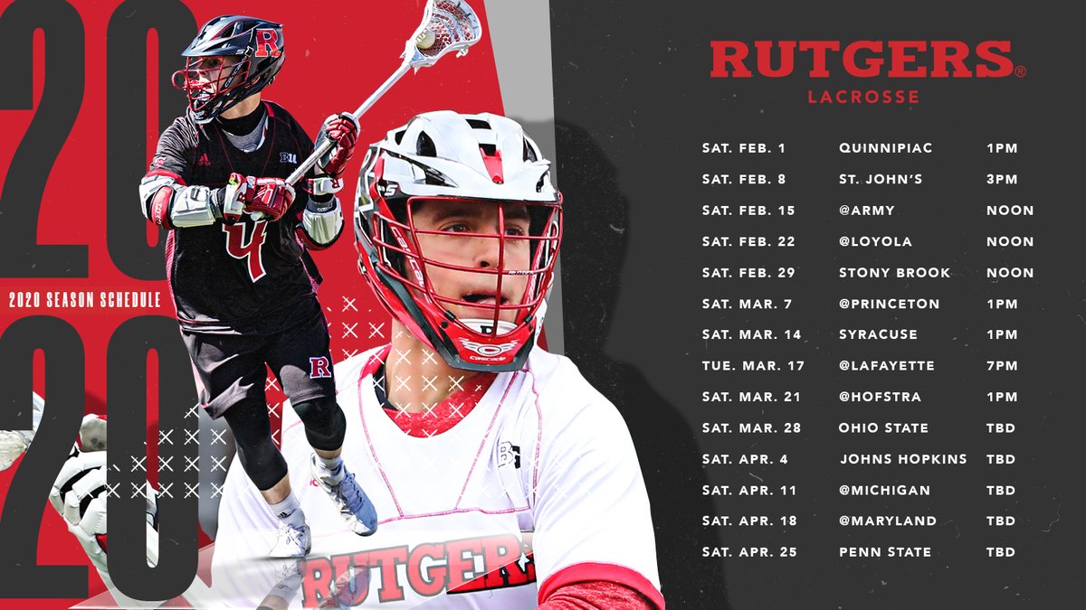 RUmlax's tweet photo. The 2020 #RUMLax schedule is officially set! 

The No. 16 ranked Scarlet Knights will face seven teams that earned preseason rankings.

The season starts on February 1st! 

📰: https://t.co/eon89DVtzG https://t.co/1XeX3ZfYHX