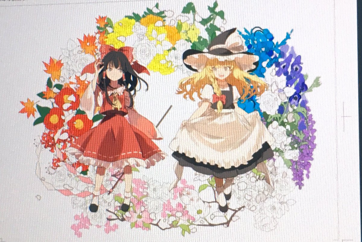 博麗霊夢 ,霧雨魔理沙 「ヒィ〜 」|けろのイラスト