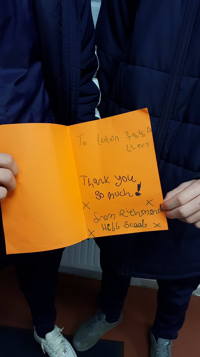 Big thanks to the students at <a href="/RHS_Luton/">Richmond Hill School</a> for the wonderful thank you card. Our U18's spent the afternoon there recently playing football with the students and talking about life as a footballer #coyh #community #lifeskills