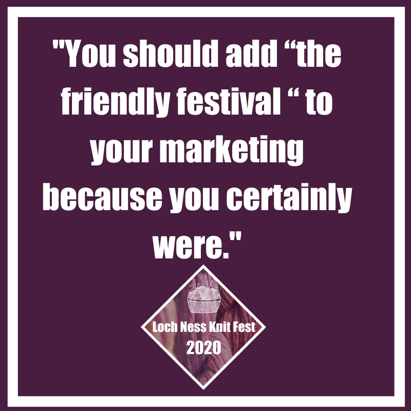 LNKnitFest's tweet photo. Feedback like this means everything to the team at Loch Ness Knit Fest! We strive to be an inclusive, safe, welcoming festival where yarn enthusiasts can come together from all over the world. 💜🧶

#ItsKindToBeKind #AllYouNeedIsLoveAndYarn https://t.co/XtJS9KWsId