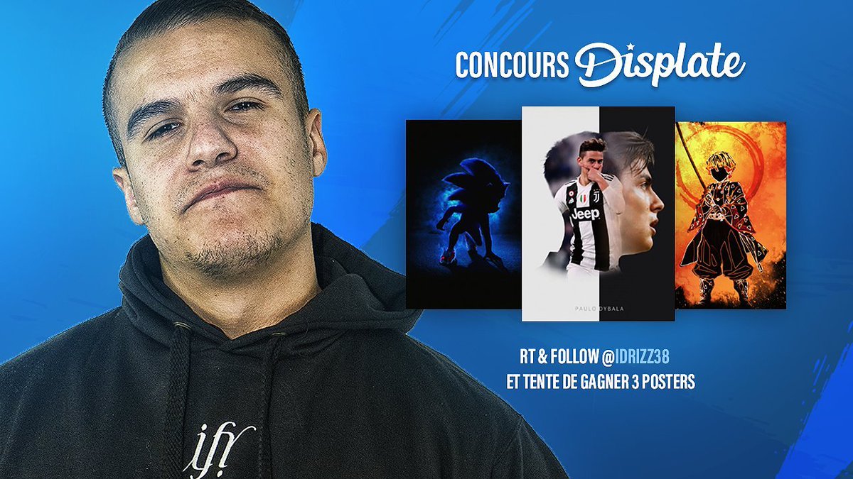 idrizlabasefc's tweet photo. CONCOURS | @Displate 
Avec @Displate on vous fait gagner 3 posters métallique LARGE au choix! 
Pour participer il suffit de RT et Like le tweet
Follow @IDRIZZ38  x @Displate 
Tag un pote à toi avec qui tu aimerais gagner un poster
J'annonce les 3 gagnants sur mon 2eme stream https://t.co/8W03iMcBDG