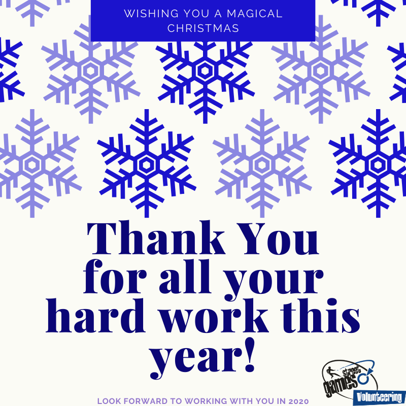 Wishing everyone a magical festive season, and a massive thank you for all your hard work in 2019, supporting young people into #volunteering. Looking forward to 2020! From all at <a href="/StreetGames/">Games Street</a> Volunteering 🎁🎅🎄🌟