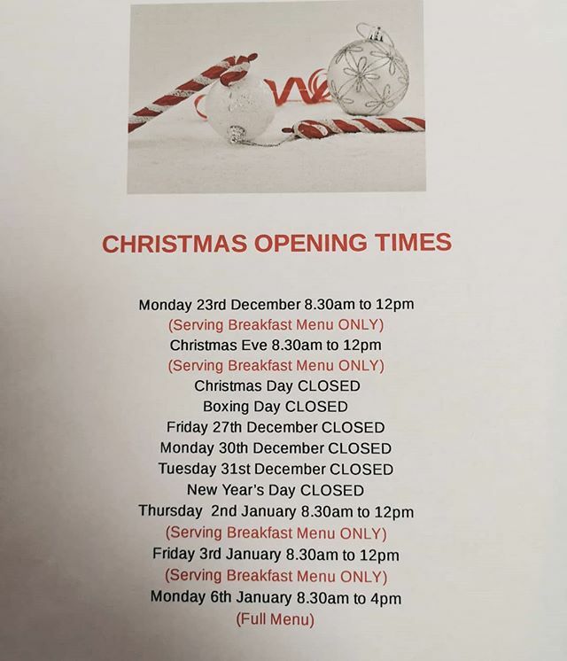 Here are our Christmas opening hours.

Come and see us!
Why not pre-order your breakfasts for next week?

#christmas #openingtimes #breakfastonly #breakfastmenu #preorders #tp_coffee #christmasbreak #christmasbreakfast #lovemiddlesbrough #lovebreakfast ift.tt/2EvYyjL