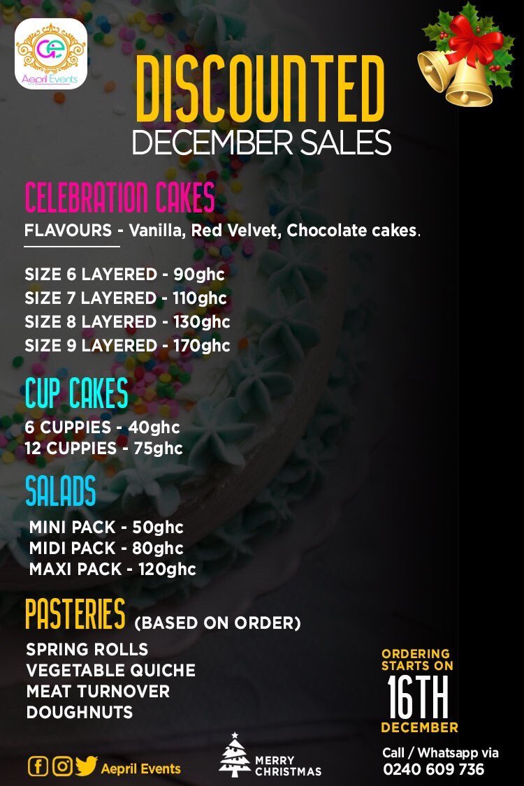 valentinomcdona's tweet photo. Placed your cake orders for Christmas yet? Look no further guys. @aeprilevents got the best on the market.. 

Sales in progress. 🎂 🍰 🧁 https://t.co/YVzA1oZYPJ