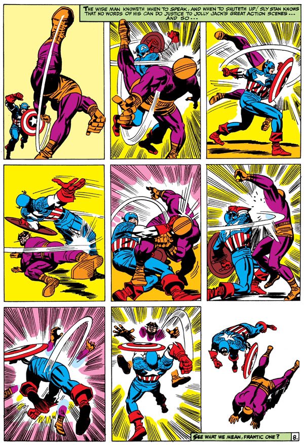 Standout Panel - I recognize that this may seem a stretch and the panelling is very different but imo the energy on these panels is very similar to Jack Kirby’s iconic Captain America vs Batroc fight in Tales of Suspense 85. The kinetic dynamism of comics on full display  #OPGrant