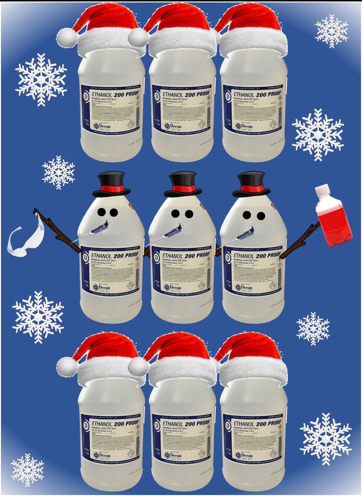 SirvonHammock's tweet photo. 🎶On the ninth day of science, grad school gave to me
🧫9 bottles of ethanol
...
🧫2 liquid nitrogen tanks
🧫and a PI who doesn’t proof his tweets.🎶
#biotechokogu #BigFansOfEtOH #WillScienceForDonuts
#WillScienceForHolidays #12DaysOfScience
#TisTheScience @lippmannlabVU https://t.co/UWHYwf6j2y