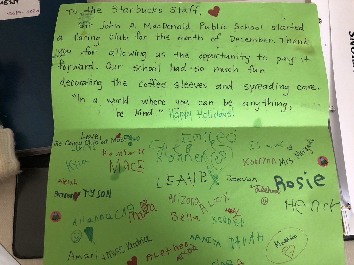 MorgadOutdoors's tweet photo. @MACEaglesLondon @TVDSB wanted to pay it forward this month by decorating @Starbucks coffee sleeves. Ss wrote many positive affirmations and uniquely decorated each one! Our caring club did over 100 sleeves! Well done! #maccares https://t.co/2fT5d7XyMP