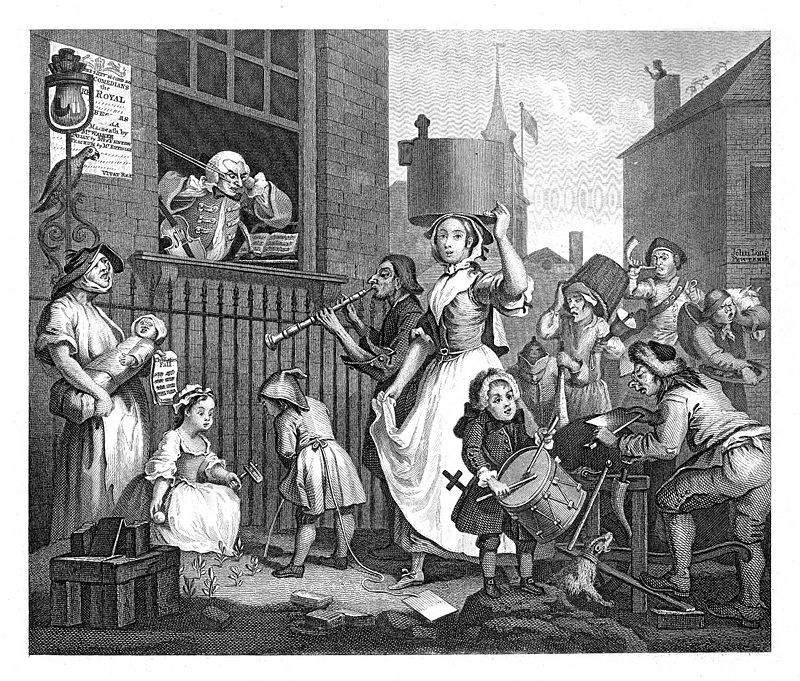 The Enraged Musician by William Hogarth. No pipers, but there is a drummer.  #bagpipes
#pipeband @glasgow @edinburgh @collegeofpiping
@lasvegaspb @closkelt @BallybriestPB