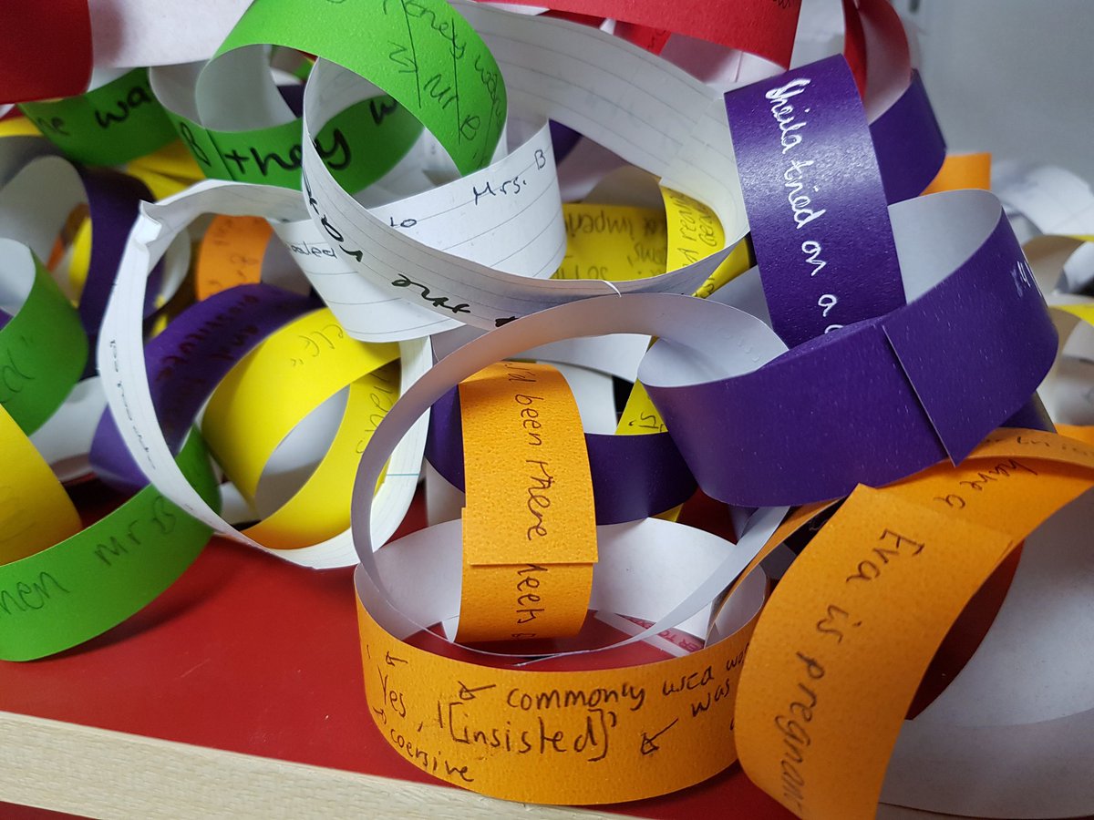 DCHS_English's tweet photo. Year 10 ended the term making festive 'An Inspector Calls' paper chains of events. Happy Christmas from us all in the English Team.🎄 https://t.co/vJNkwjxuuO