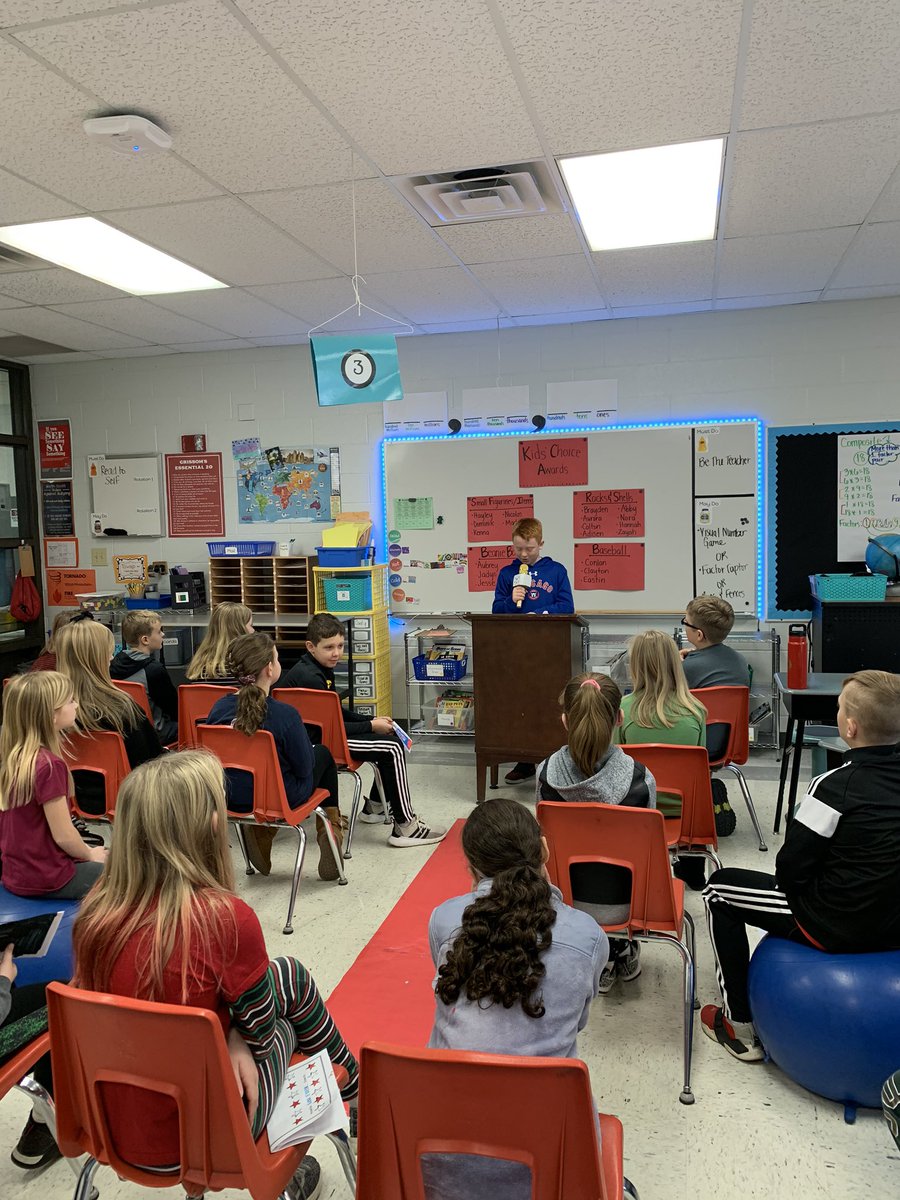 And the award goes to.... Fourth Grade! Students in Mrs. Kinzenbaw’s class presented their opinion writing with their Kid’s Choice Awards. #NSLancers