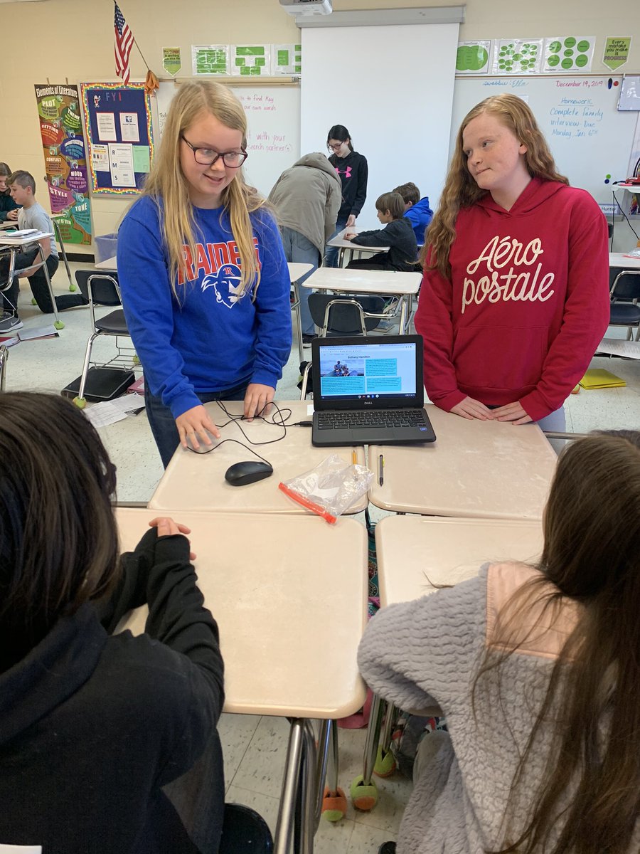 MrsWaycaster's tweet photo. Mrs. Hunter’s and my 6th graders presenting their research website: Taking a Stand in History.  @TheRugbyRaider #lovemyjob https://t.co/3rxrHarKGT