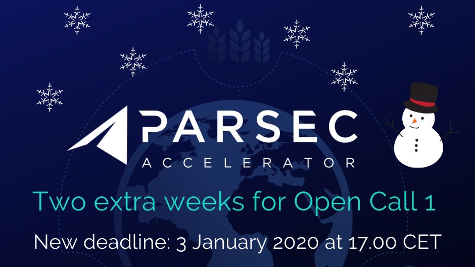 🚨🌲Season's Greetings come with a gift: we've extended the Open Call application deadline until 3 Jan 2020!
Film a 3' video &amp; start 2020 with funding &amp; support for your #innovation.
Already applied? Check your mailbox for more good news!
ℹ️parsec-accelerator.eu/applicants/
#startups #SMEs