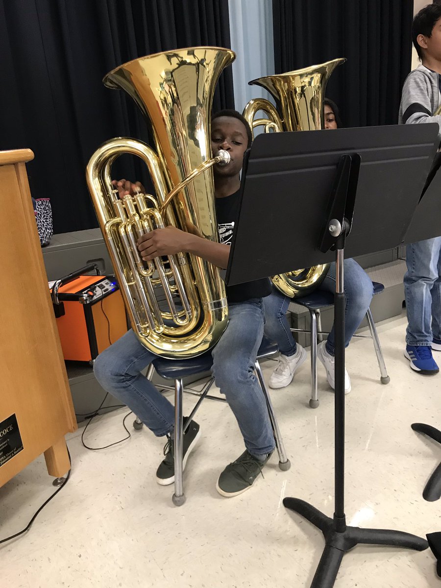 janlangdon3's tweet photo. My former student came to see me today!  Kio Gichuru is now in eight grade and in the band.  #WVEowls https://t.co/aurtUmV8BF