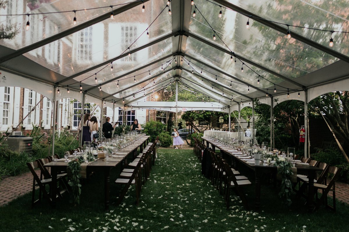 Why worry about rain on such a special day? Cleartops give you the best of both worlds! #oceantents #outdoorwedding #events #farmtables #phillyweddings