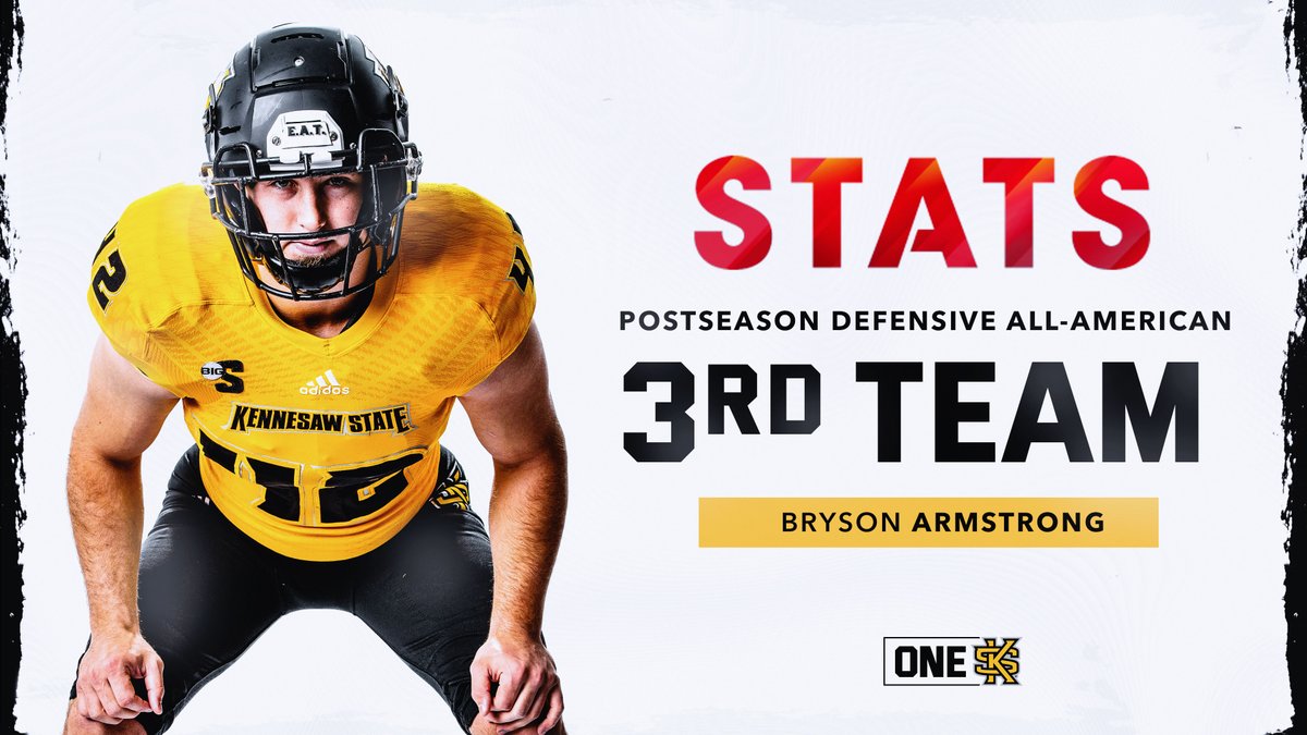 kennesawstfb's tweet photo. 🏆🏆🏆
Bryson Armstrong collects his third All-American award of the season after being named to the STATS All-America team. 🤙
#OneKS | #GoldStandard https://t.co/swoUDr51UC
