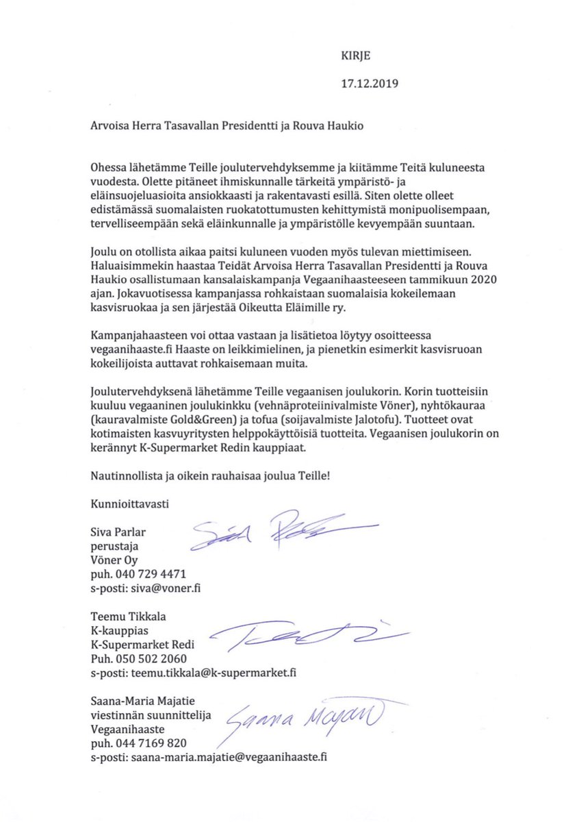 Vegaanihaaste on ympärivuotinen kampanja joka korostuu erityisesti tammikuussa. 
Miten on, lähteekö tasavallan presidentti <a href="/niinisto/">Sauli Niinistö</a> haasteeseen mukaan?