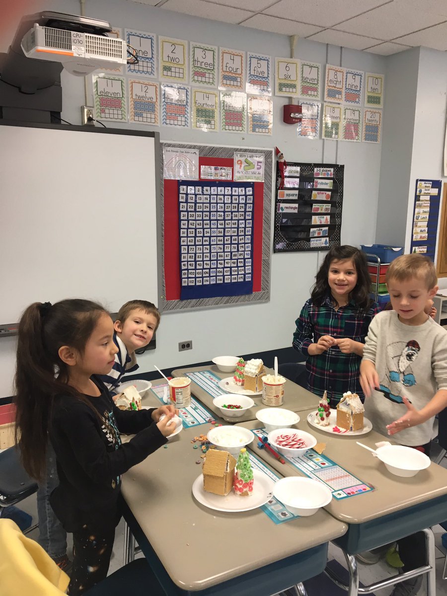 MrsBergerson's tweet photo. We had so much fun making gingerbread houses today! #Blasdellbees https://t.co/xCYJghGg1T