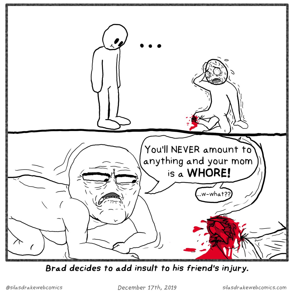 sdrakewebcomics's tweet photo. What's up Twitter people? How ya been? Me? I'm doing alright. Started a new template of comics. 

You may have already seen these on my other platforms but hey I haven't tweeted in ages so here ya go. 

#webcomic #webcomicseries #onepanel #cartoonstyle #blackandwhite #idioms https://t.co/iEesQpB01H