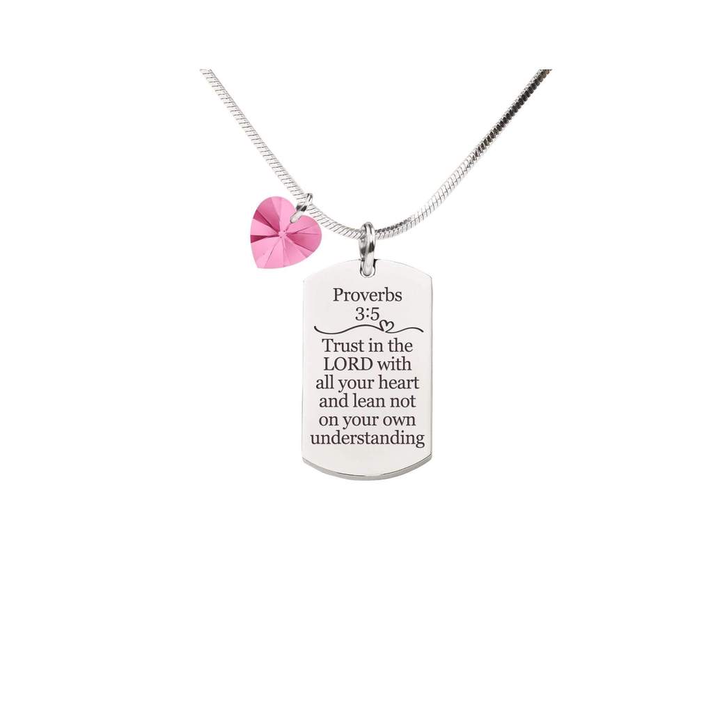 Check out this product 😍 Proverbs 3:5 Tag Necklace With Pink Swarovski 😍 
by Sky Blue Lily starting at $17.10. 
Show now 👉👉 shortlink.store/R0GagVRPF