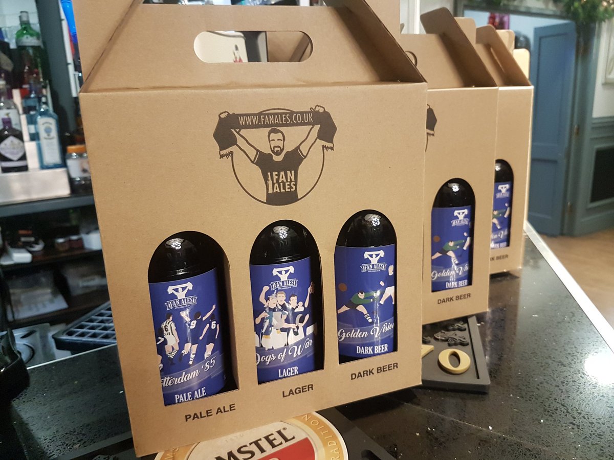 FalconBlues1878's tweet photo. Everton @Fan_Ales_UK gift packs available in The Falcon &amp; Kirkby Sports Bar. £13 each.
"Rotterdam 85" pale ale
"Dogs of War" lager
"Golden Vision" dark beer 

The perfect last minute gift for Christmas! https://t.co/30SE4tKWbC
