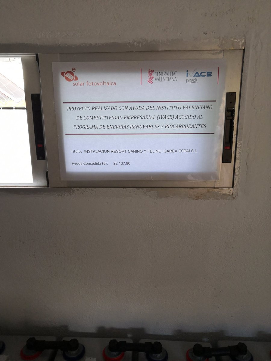 vjgaceta's tweet photo. Cartel con la cuantía de la ayuda que @GVAivace a concedido a gos aventura (garex espai) para su instalación de #autoconsumo aislado, gracias a la gestión de @Quantum_Energia https://t.co/HizRVb2kma