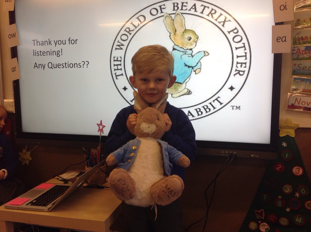 TarvinPrimary's tweet photo. Potter class thoroughly enjoyed this class assembly all about Peter Rabbit! We loved your facts and meeting your lovely Peter Rabbit teddy too! @BeatrixPotter #classassembliesY1/2 #peterrabbit #Potterclass https://t.co/mmtlNUIH9i