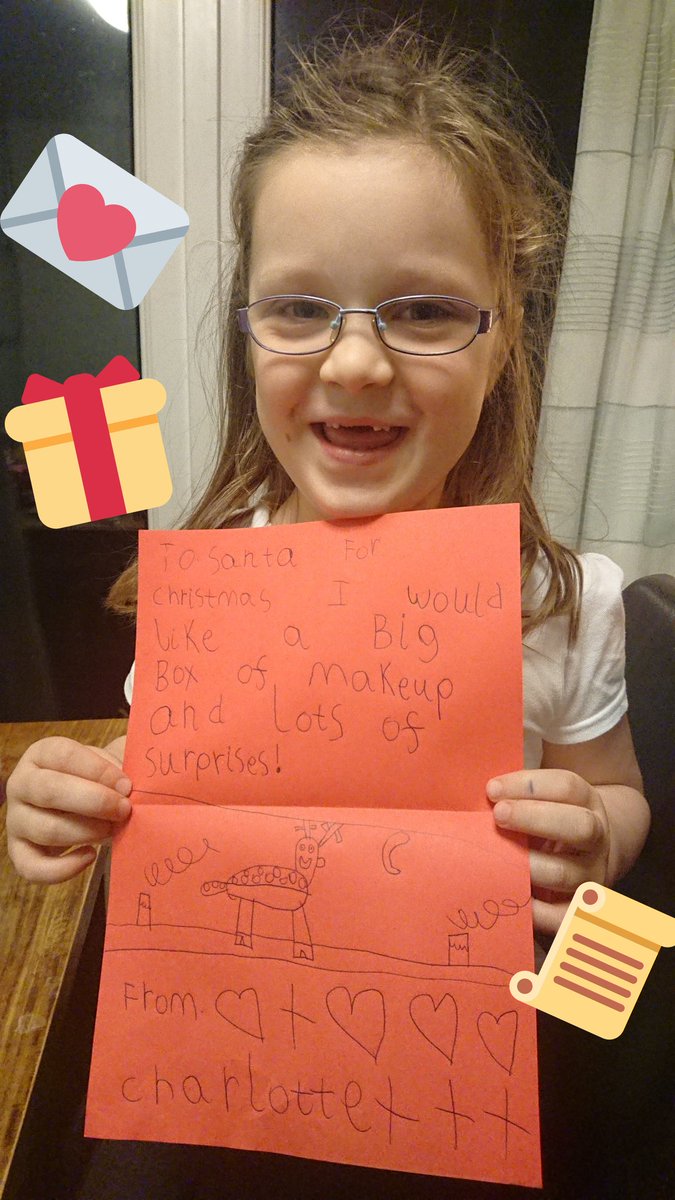 HopSkipJump100's tweet photo. When they come up with a list that isn't too specific all by themselves! ๐๐ป๐ #santalist #surprisesFTW #6goingon16 #makeupalready ๐ https://t.co/d9g8j6jC0m