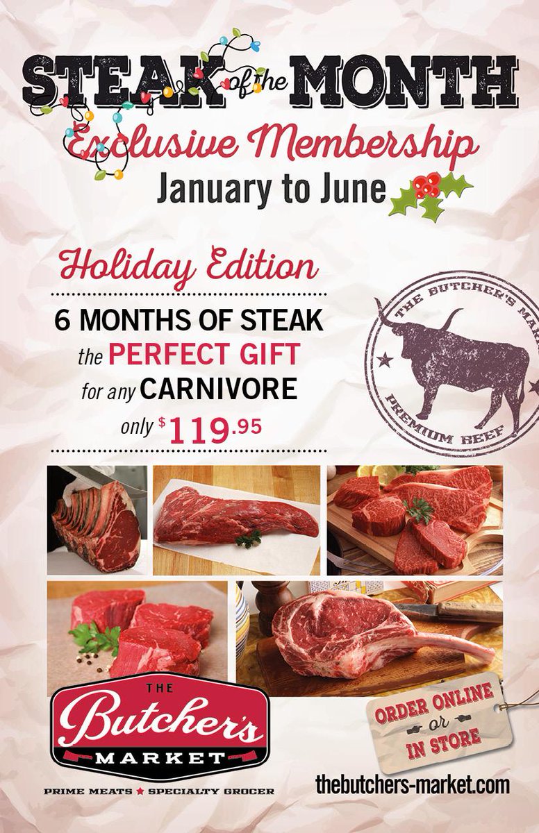 We're less than one week away from Christmas! 🎄 Don't have the time to get out and shop? Lucky for you the best present is just a few clicks away. 

Exclusive Steak of The Month Membership: bit.ly/389dfqh

#TheButchersMarkets